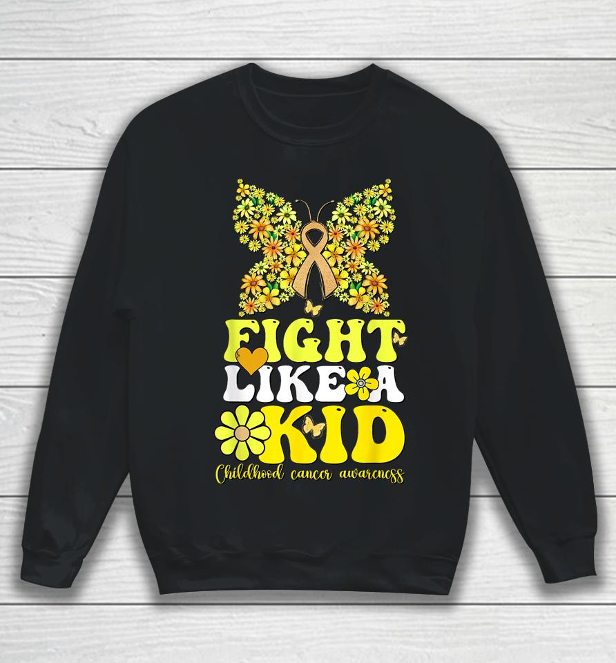 Gold Ribbon Fight Like Kids For Childhood Cancer Awareness Sweatshirt