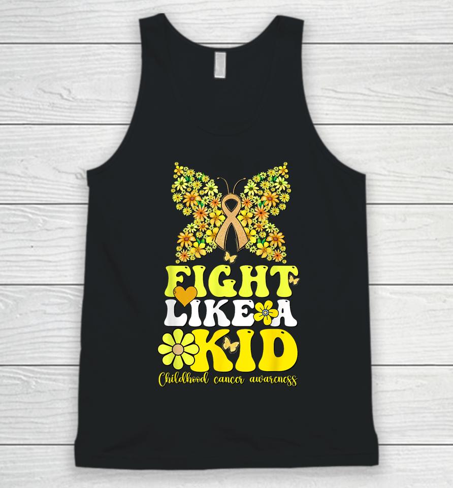 Gold Ribbon Fight Like Kids For Childhood Cancer Awareness Unisex Tank Top