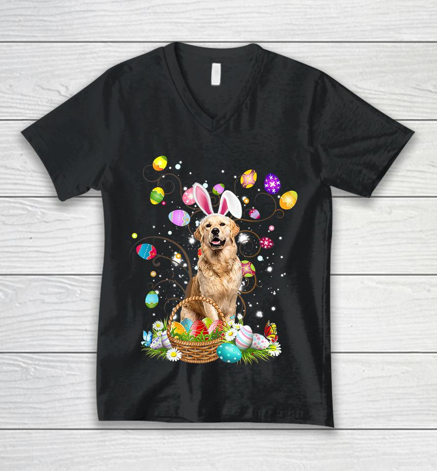 Golden Retriever Dog Ear Easter Day Unisex V-Neck T-Shirt