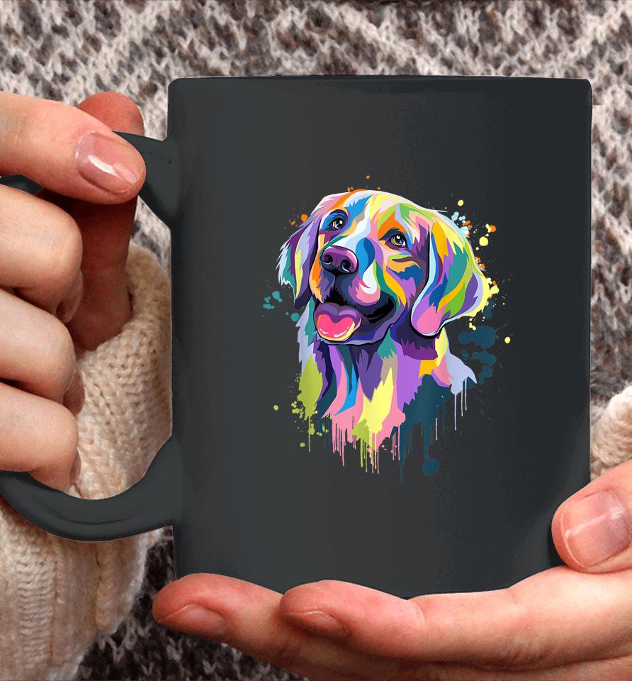 Golden Retriever Dog Face Watercolor Colorful Pop Splash Art Coffee Mug
