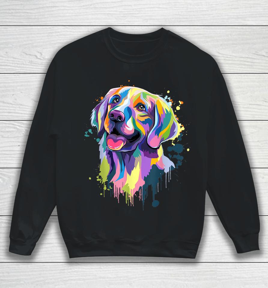 Golden Retriever Dog Face Watercolor Colorful Pop Splash Art Sweatshirt