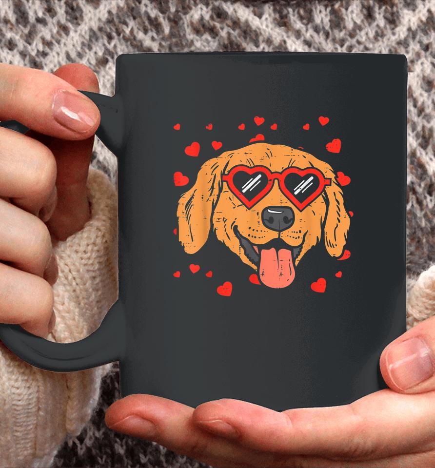 Golden Retriever Face Heart Glasses Valentines Day Dog Coffee Mug