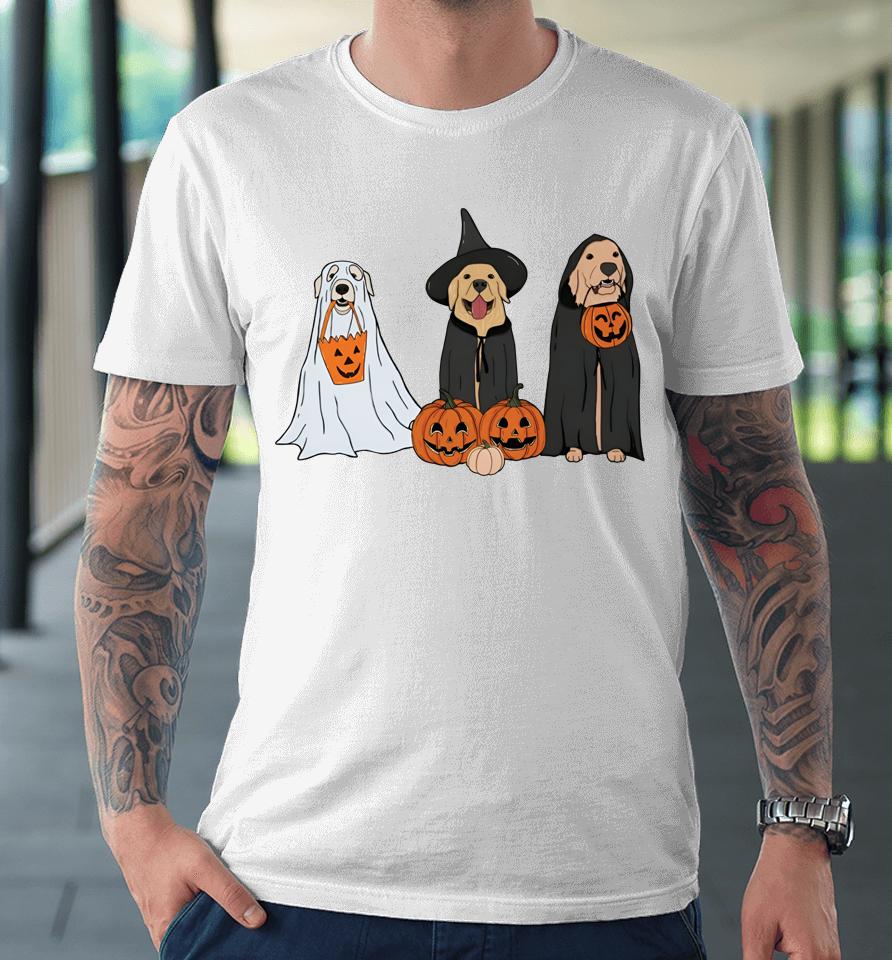 Golden Retriever Ghost Halloween Trick Or Treat Dog Lovers Premium T-Shirt