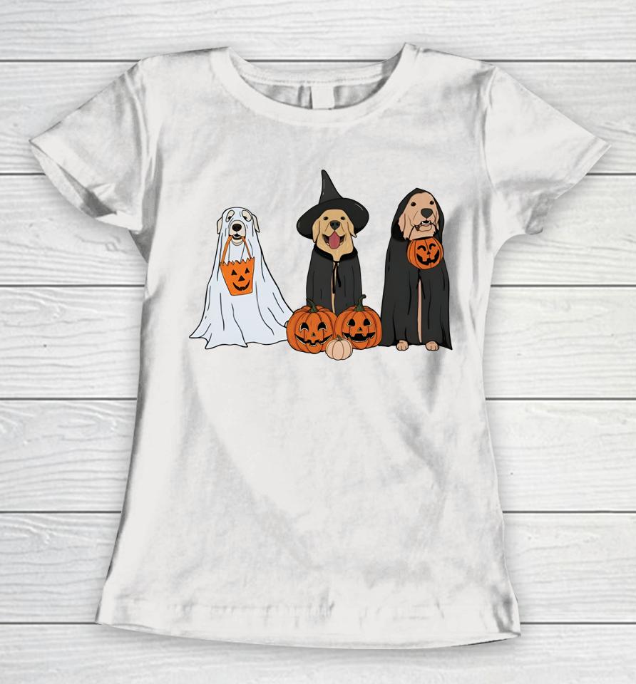 Golden Retriever Ghost Halloween Trick Or Treat Dog Lovers Women T-Shirt