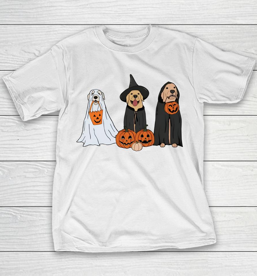 Golden Retriever Ghost Halloween Trick Or Treat Dog Lovers Youth T-Shirt