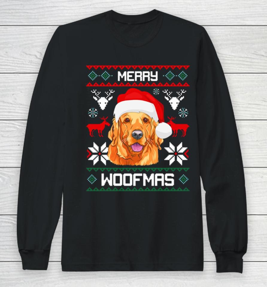 Golden Retriever Merry Woofmas Christmas Goldie Dog Long Sleeve T-Shirt