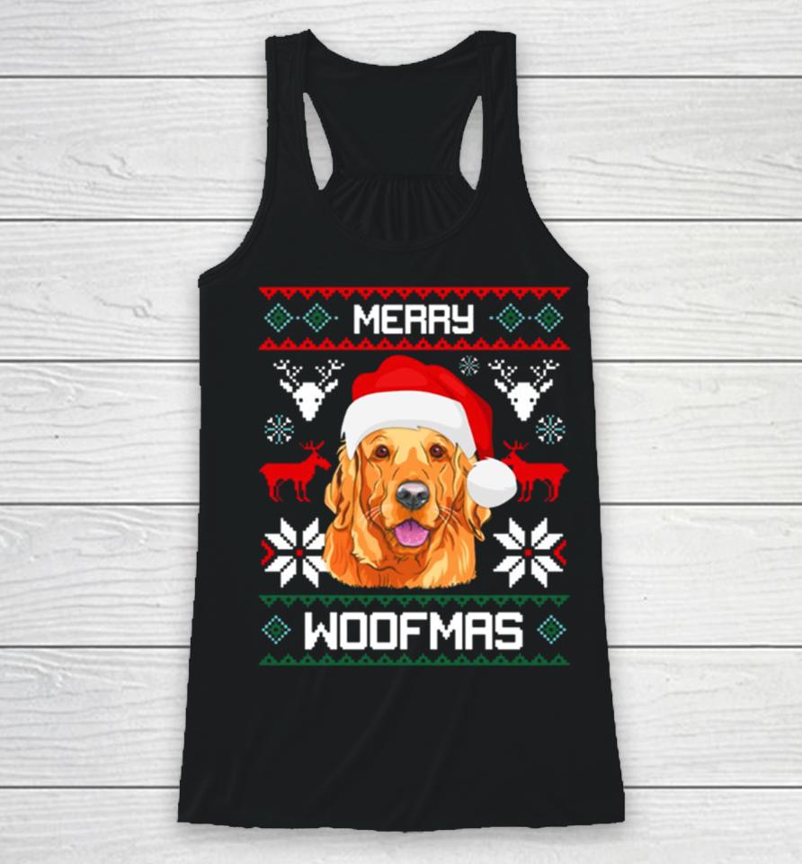 Golden Retriever Merry Woofmas Christmas Goldie Dog Racerback Tank