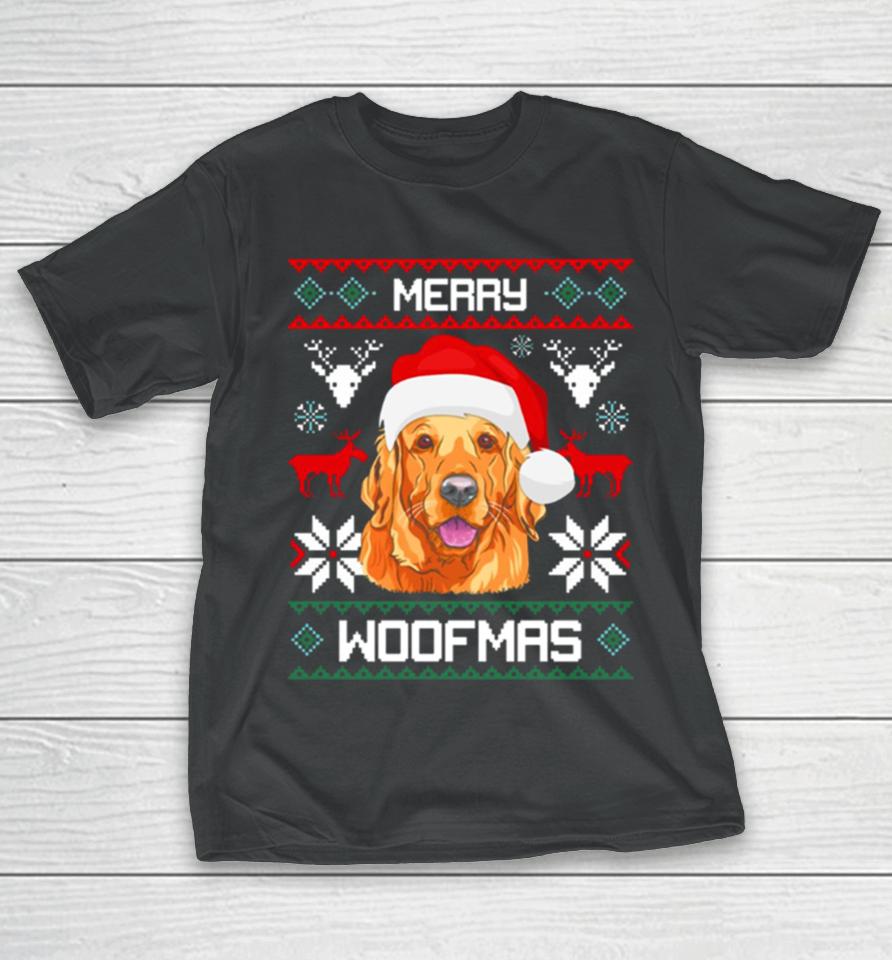 Golden Retriever Merry Woofmas Christmas Goldie Dog T-Shirt