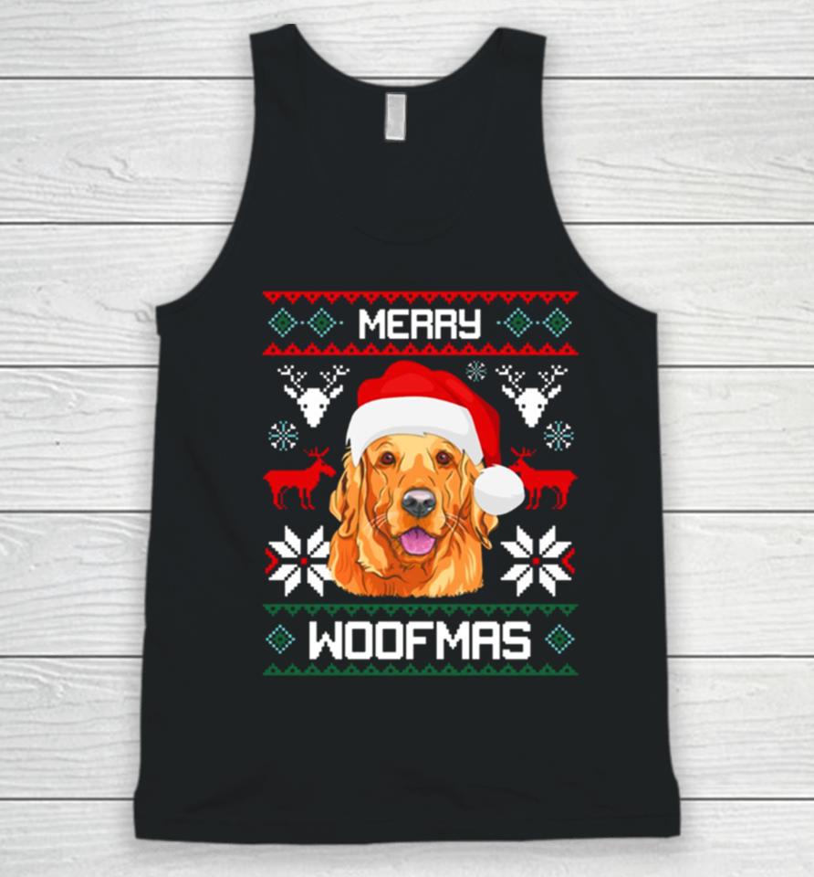Golden Retriever Merry Woofmas Christmas Goldie Dog Unisex Tank Top