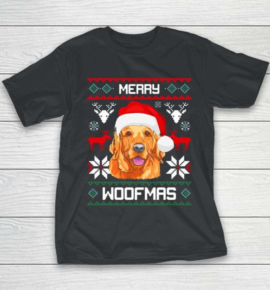 Golden Retriever Merry Woofmas Christmas Goldie Dog Youth T-Shirt