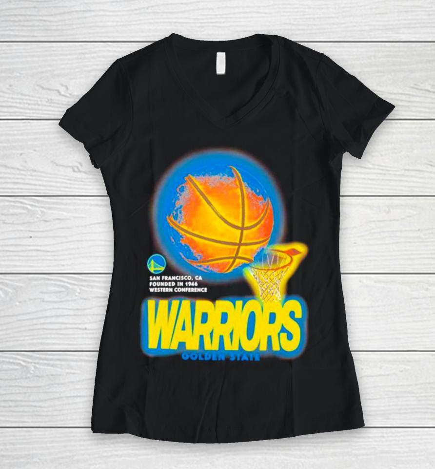 Golden State Warriors Basketball Net Nba Vintage Women V-Neck T-Shirt