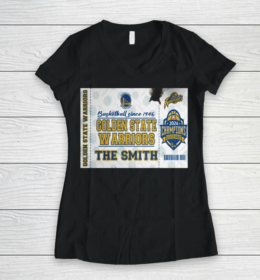 Golden State Warriors Basketball Since 1946 2024 Champions Women V-Neck T-Shirt