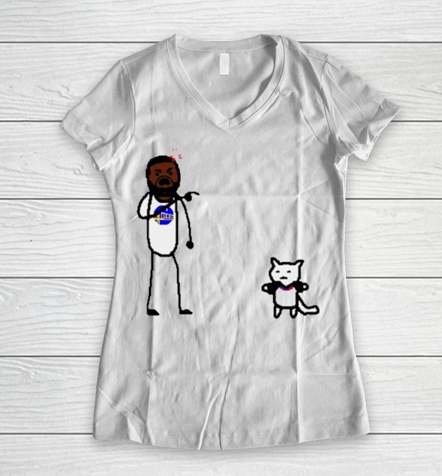 Golden State Warriors Paint Cat Draymond Mean Women V-Neck T-Shirt