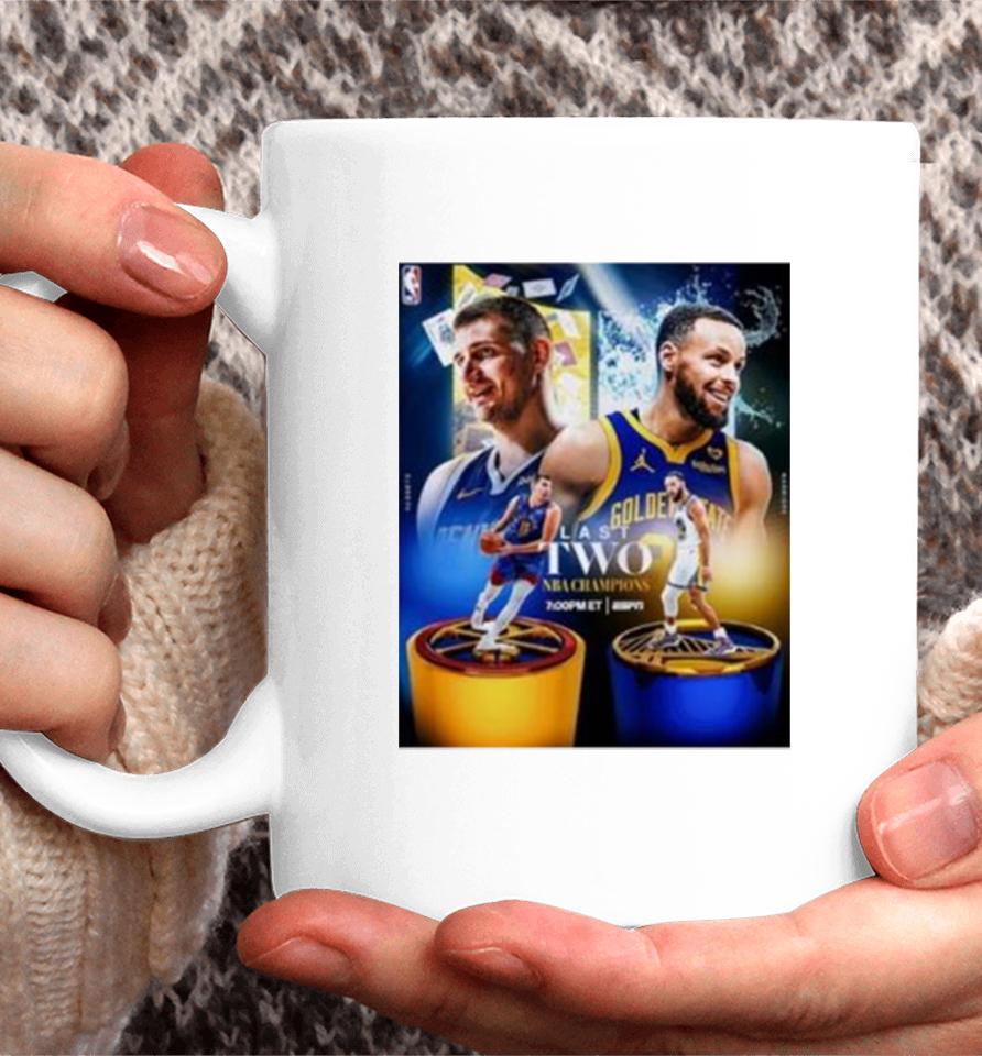 Golden State Warriors Stephen Curry Vs Denver Nuggets Nikola Jokic Last Two Nba Champions Coffee Mug