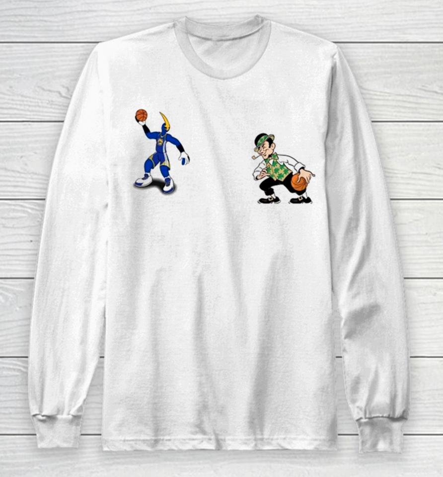Golden State Warriors Vs Boston Celtics Nba 2024 Mascot Cartoon Basketball Long Sleeve T-Shirt