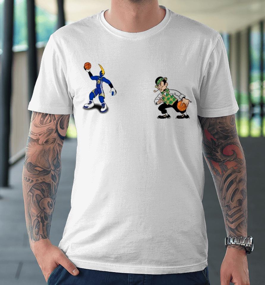 Golden State Warriors Vs Boston Celtics Nba 2024 Mascot Cartoon Basketball Premium T-Shirt