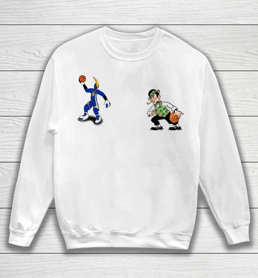 Golden State Warriors Vs Boston Celtics Nba 2024 Mascot Cartoon Basketball Sweatshirt