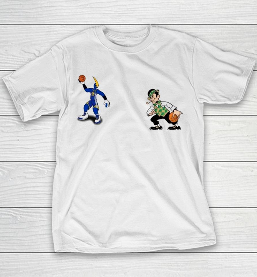 Golden State Warriors Vs Boston Celtics Nba 2024 Mascot Cartoon Basketball Youth T-Shirt