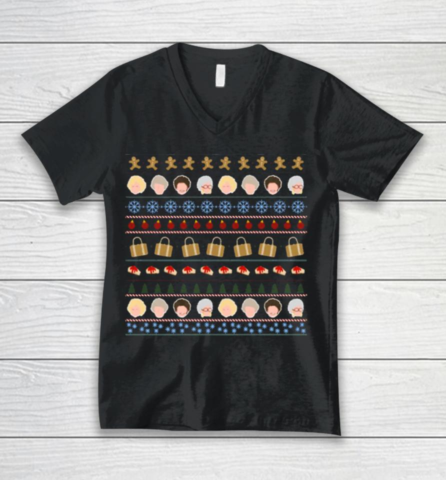 Golden Xmas Girls Icons Christmas Unisex V-Neck T-Shirt