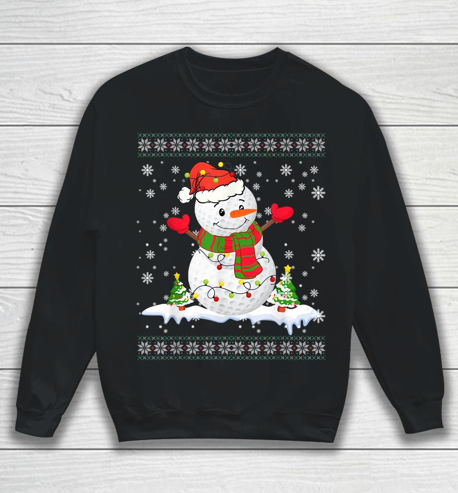 Golf Snowman Christmas Pajama Ugly Tee Sport Ball Sweatshirt