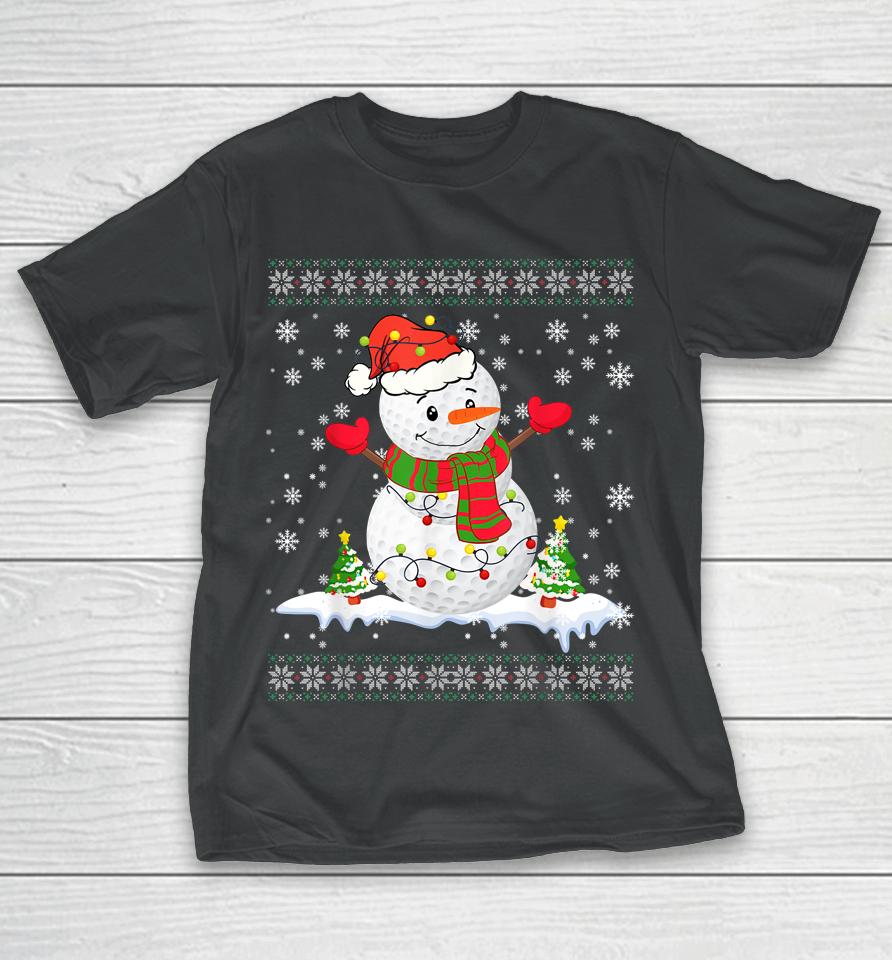 Golf Snowman Christmas Pajama Ugly Tee Sport Ball T-Shirt