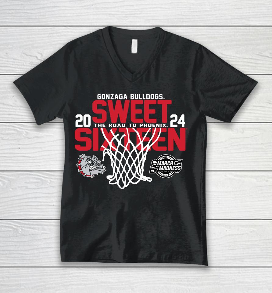 Gonzaga Bulldogs Sweet 16 2024 March Madness Basketball Unisex V-Neck T-Shirt