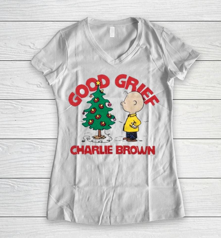 Good Grief Charlie Brown Merry Christmas Women V-Neck T-Shirt