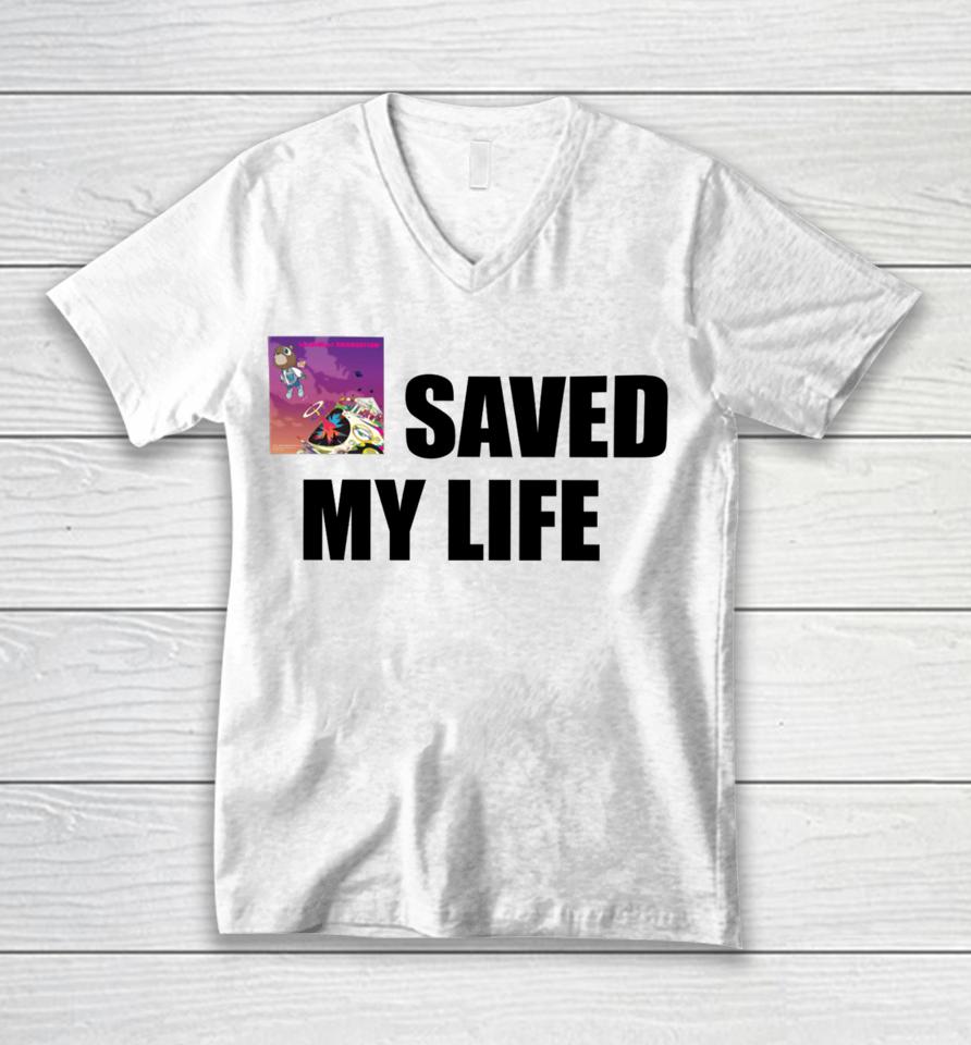 Goofyahhtees Shop Kanye West Graduation Saved My Life Unisex V-Neck T-Shirt