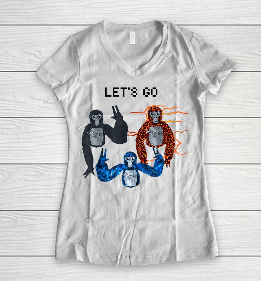 Gorilla Tag Monke Vr Gamer Women V-Neck T-Shirt