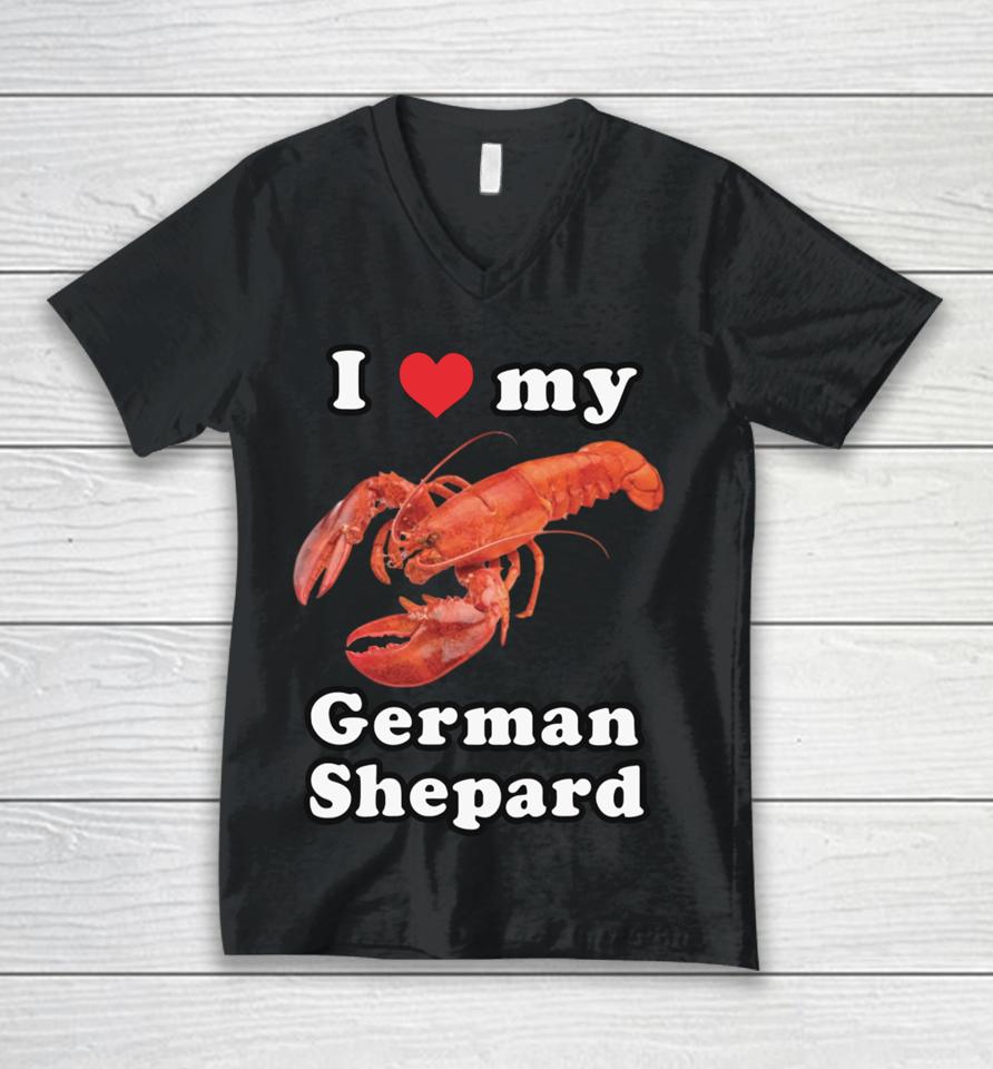 Got Funny Merch I Love My German Shepard (Lobster) Unisex V-Neck T-Shirt