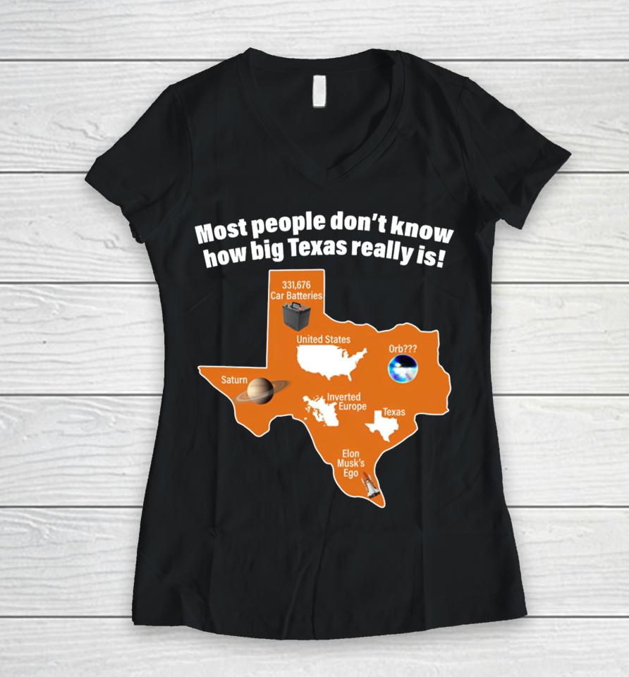 Got Funny Most People Don't Know How Big Texas Really Is Women V-Neck T-Shirt