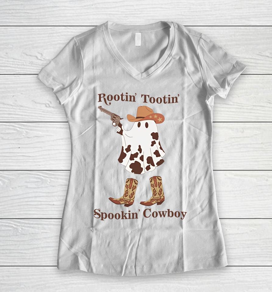 Gotfunny Rootin' Tootin' Spookin' Cowboy Women V-Neck T-Shirt