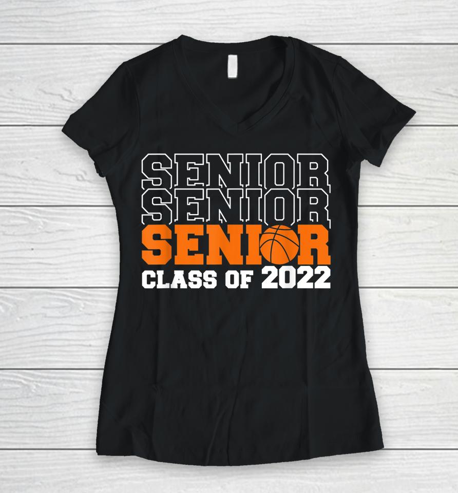 Graduate Senior Class 2022 Basketball Graduation Women V-Neck T-Shirt