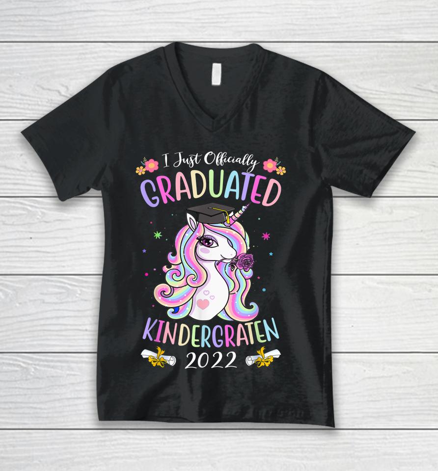 Graduated Kindergarten Graduation 2022 Magical Unicorn Unisex V-Neck T-Shirt