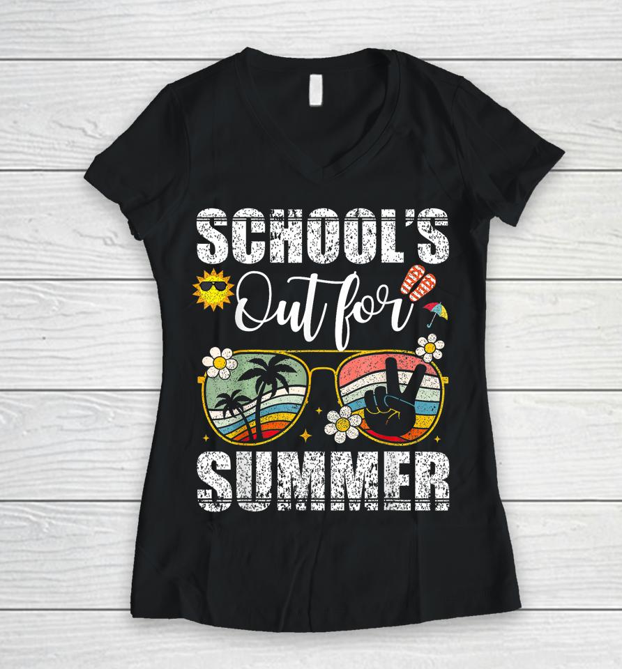 Graduation Gift Schools Out For Summer Students Teacher Women V-Neck T-Shirt