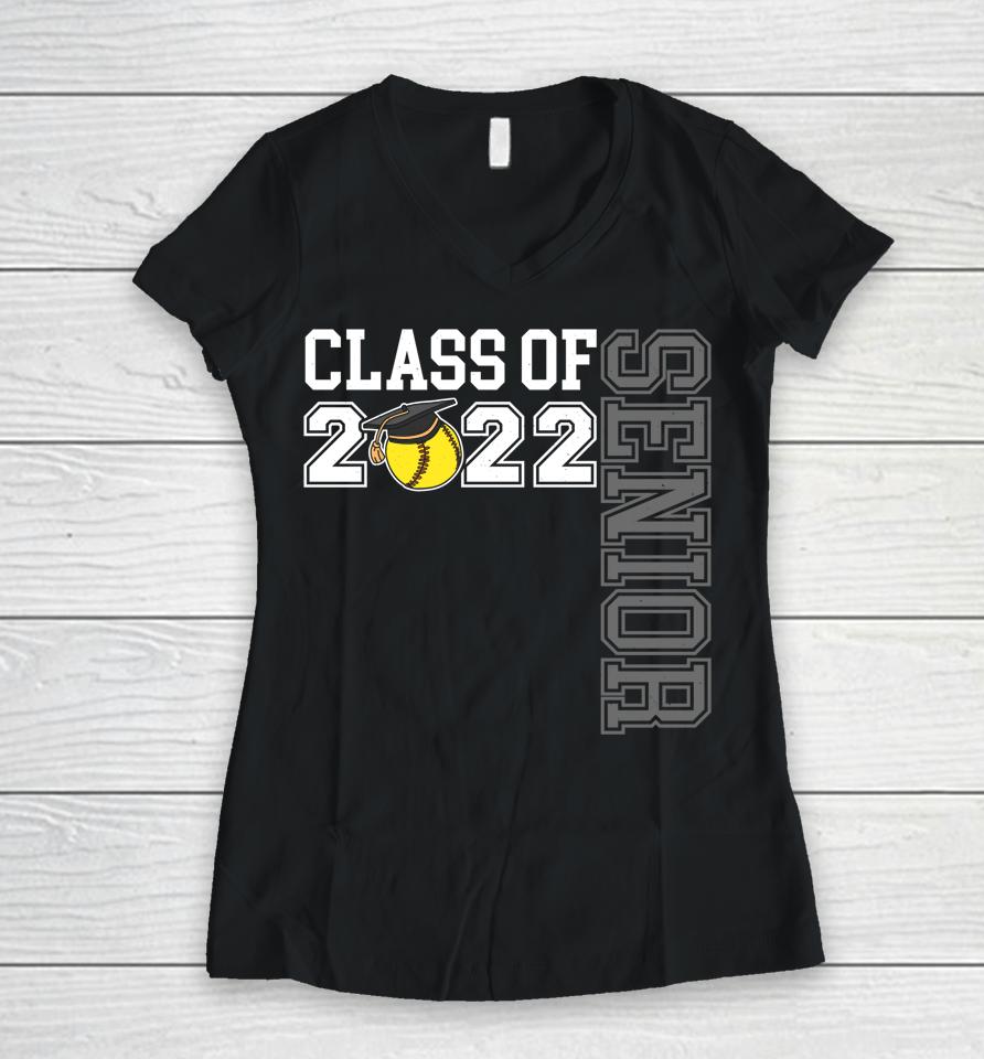 Graduation Senior Class 2022 Graduate Softball Women V-Neck T-Shirt