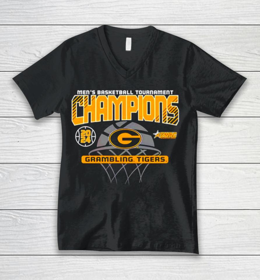 Grambling State Tigers 2024 Swac Tournament Champions Unisex V-Neck T-Shirt