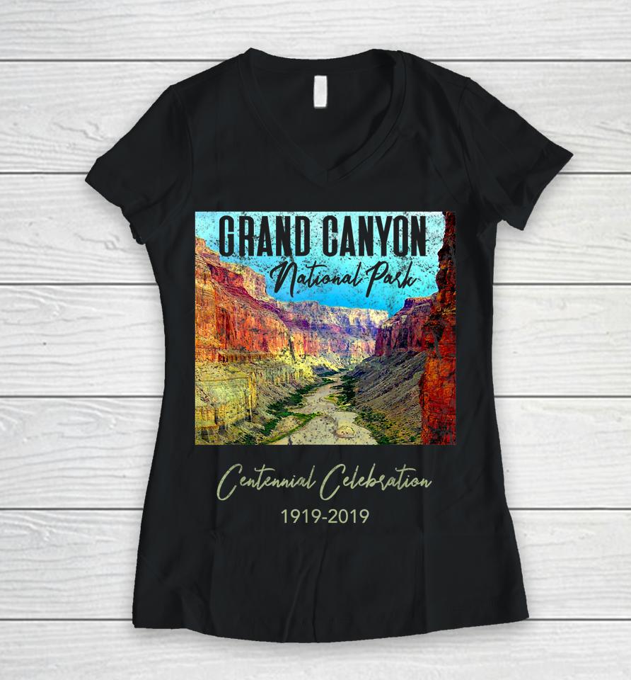 Grand Canyon National Park Centennial Celebration Graphic Women V-Neck T-Shirt