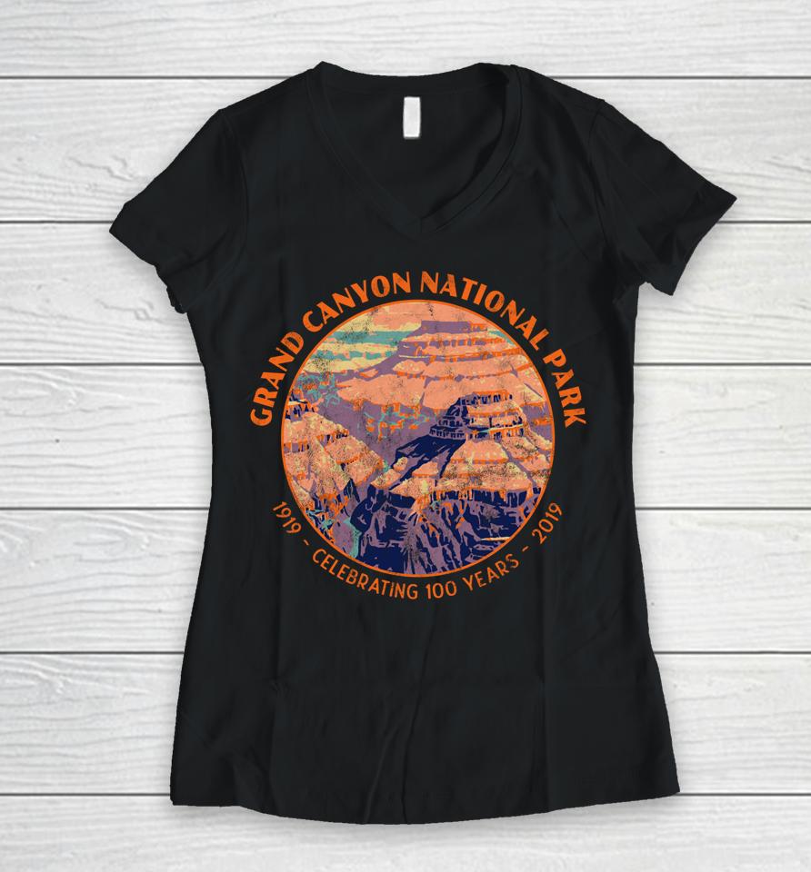 Grand Canyon National Park Centennial Distressed Souvenir Women V-Neck T-Shirt
