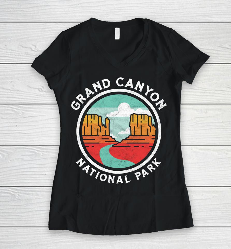 Grand Canyon Vintage Seal Souvenir Retro Graphic Women V-Neck T-Shirt