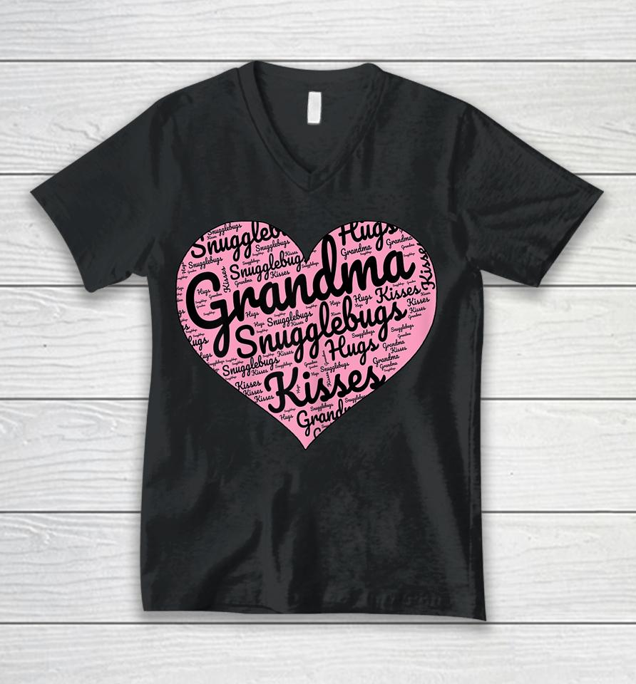 Grandma Loved Blessed Heart Grandmother Gift Birthday Unisex V-Neck T-Shirt
