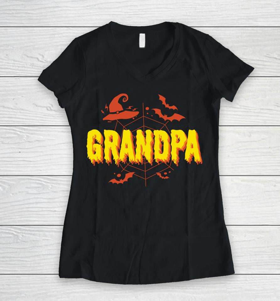 Grandpa Halloween Costume Family Matching Halloween Women V-Neck T-Shirt