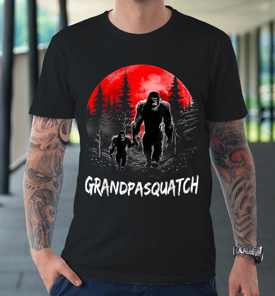 Grandpa Squatch Funny Bigfoot Dad Sasquatch Yeti Fathers Day Premium T-Shirt