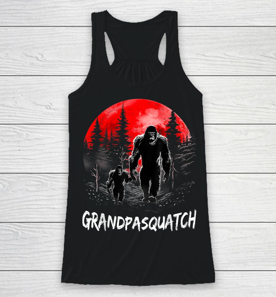 Grandpa Squatch Funny Bigfoot Dad Sasquatch Yeti Fathers Day Racerback Tank