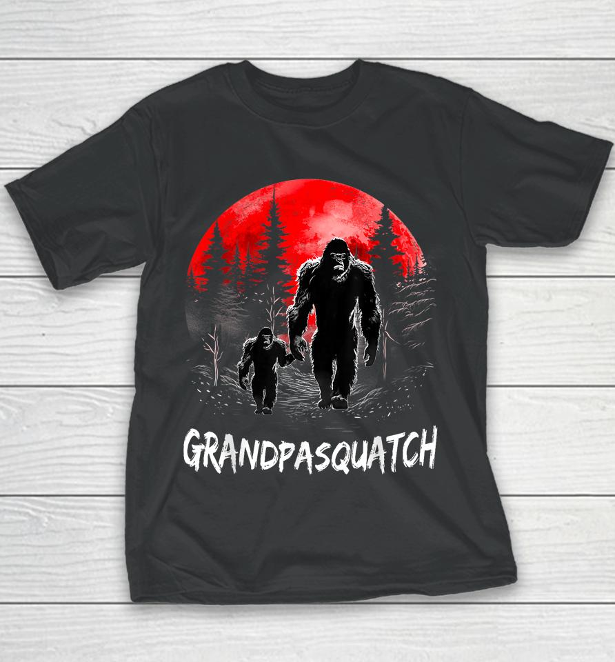 Grandpa Squatch Funny Bigfoot Dad Sasquatch Yeti Fathers Day Youth T-Shirt