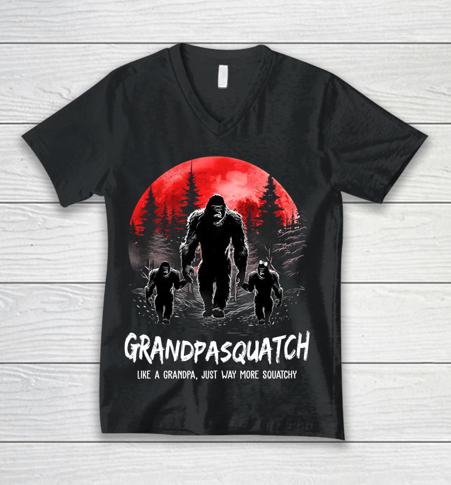 Grandpa Squatch Like A Grandpa Just Way More Squatchy Funny Unisex V-Neck T-Shirt