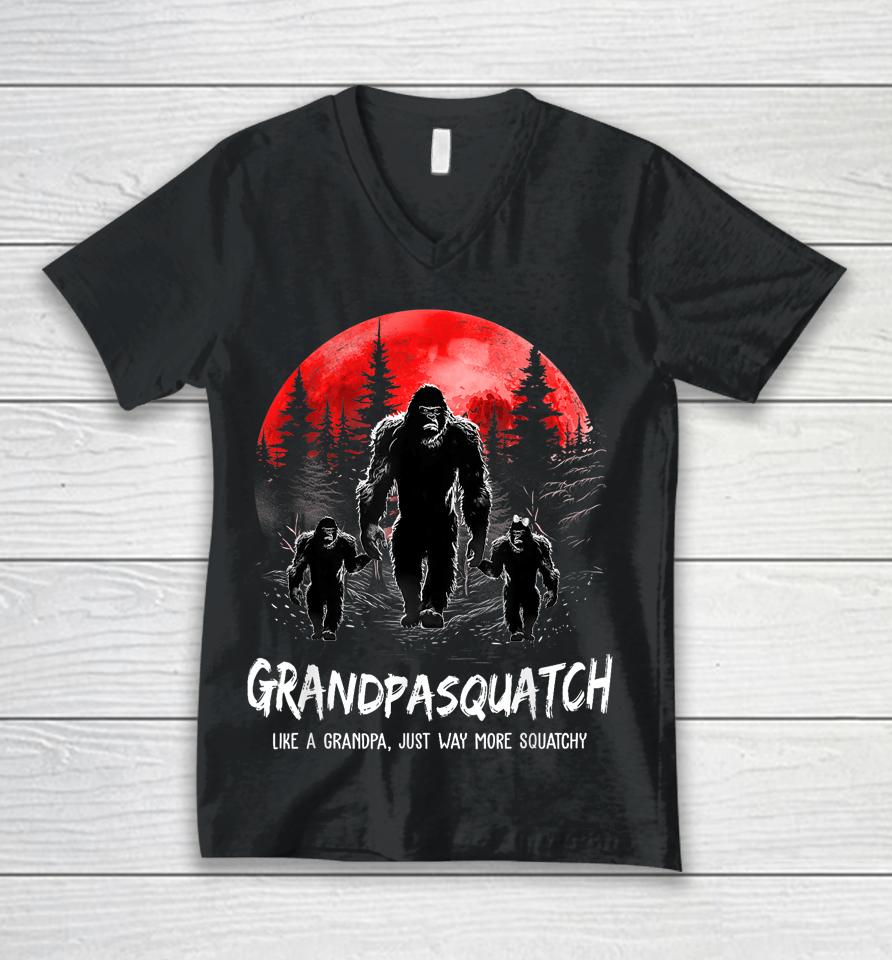 Grandpasquatch Like A Grandpa Just Way More Squatchy Unisex V-Neck T-Shirt