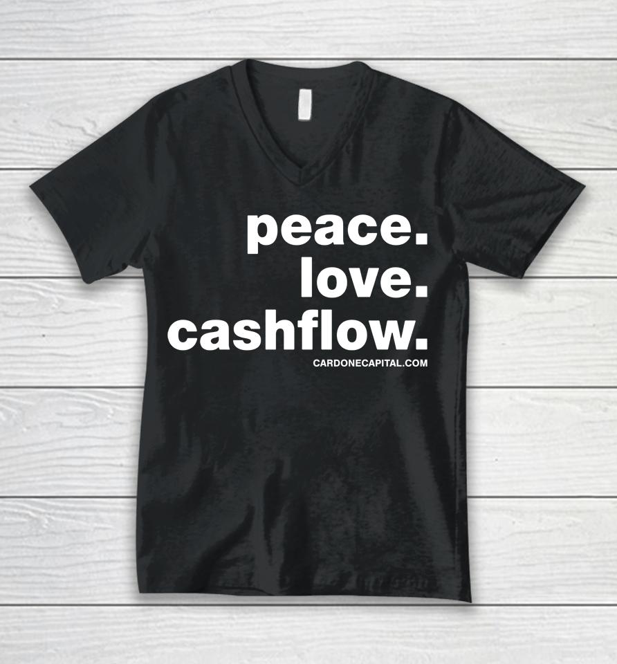 Grant Cardone Merch Peace Love Cashflow Unisex V-Neck T-Shirt