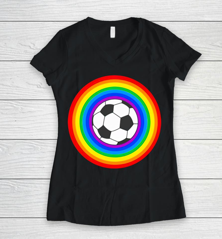 Grant Wahl Rainbow Soccer Lgbt Women V-Neck T-Shirt