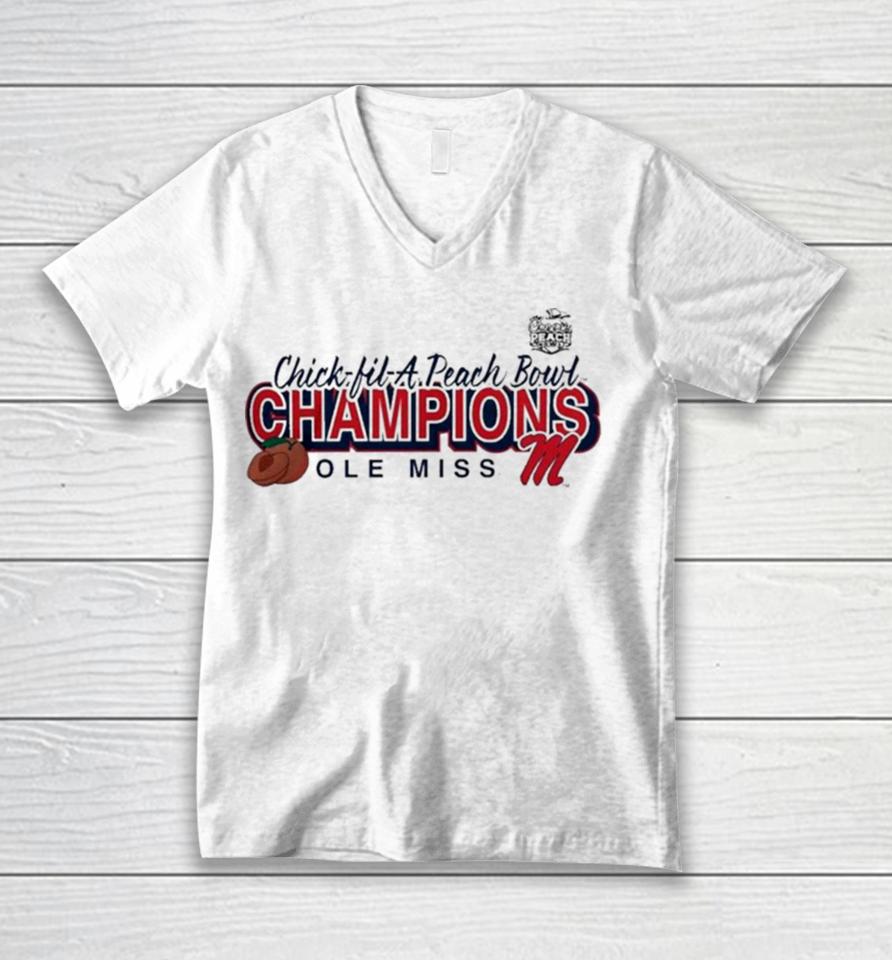 Gray Ole Miss Rebels 2024 Peach Bowl Champions Superior Ability Ole Miss Peach Bowl Unisex V-Neck T-Shirt